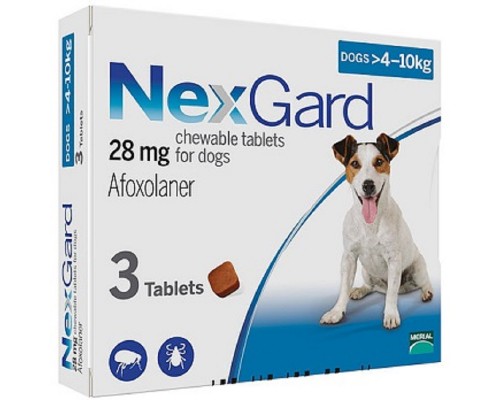 Таблетки жевательные для собак 4-10 кг NexGard от блох и клещей  №3 Merial