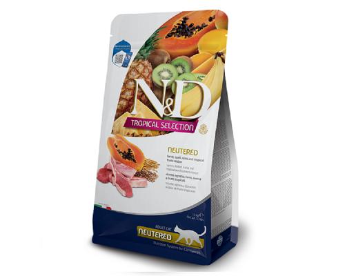 Сухий корм  для стерилізованих котів Фарміна Farmina N&D Tropical Selection Neutered з ягням та тропічними фруктами 1,5 кг