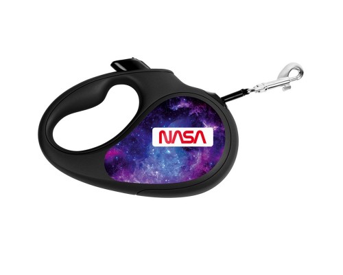 Повідець-рулетка для собак WAUDOG R-leash, малюнок "NASA21", M, до 25 кг, 5 м, світловідбиваюча стрічка чорний/8125-0148-01																
