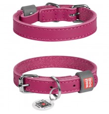 Ошейник для собак Waudog classic натуральная кожа Ш 12 мм Д 21-29 см розовый Collar