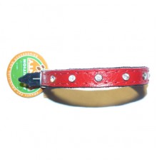 Ошейник алмаз кожа 25 мм 32-42 Franty 251014/3 красный