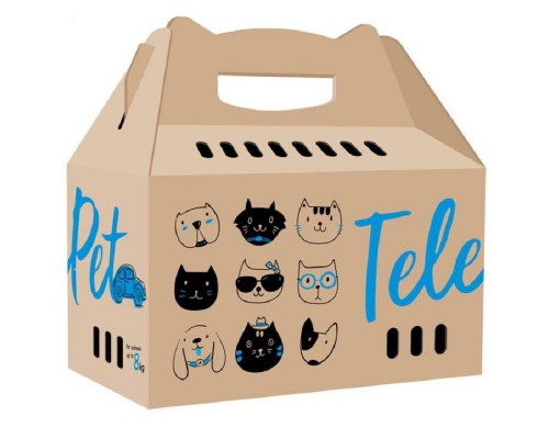 Картонная переноска для кошек и собак TelePet 45,5*22*43,5 см Collar