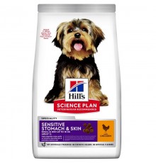 Сухой корм для собак мелких пород с чувствительным пищеварением Canine Adult Sensitive Stomach and Skin Small and Mini с курицей 1,5 кг Hill\'s Science Plan