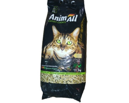 Наполнитель для кошачьего туалета древесный гранулированный 3 кг AnimAll