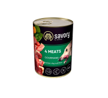 Корм для собак 3+1 консерва Сейвори SAVORY Gourmand 4 вида мяса 200 г