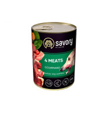 Корм для собак 3+1 консерва Сейвори SAVORY Gourmand 4 вида мяса 200 г