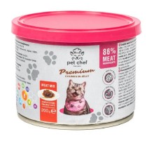 Корм для взрослых котов Pet Chef кусочки мясного ассорти в желе 200 г Pet Chef