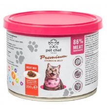 Корм для взрослых котов Pet Chef кусочки мясного ассорти в желе 200 г Pet Chef