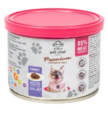 Корм для дорослих котів Pet Chef шматочкі в желе з індичкою 200 г Pet Chef