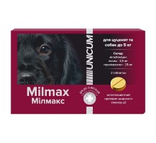 Таблетки для собак до 5 кг Milmax 25 мг противопаразитарное средство №2 таблетки Unicum