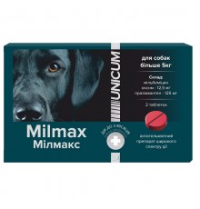 Таблетки для собак від 5 кг Milmax 125 мг противопаразитарний засіб №2 таблетка Unicum