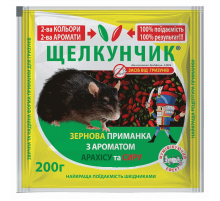 Зерновая приманка красно-зеленая Щелкунчик Микс от крыс и мышей с ароматом арахиса и сыра 200 г АгроМаг