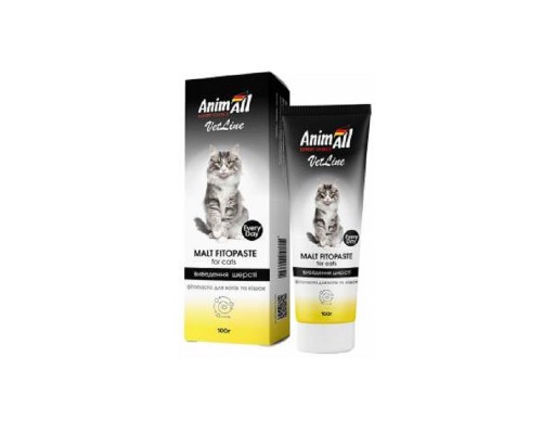 Фітопаста для виведення шерсті у котів та кішок 100 г AnimAll VetLine Malt