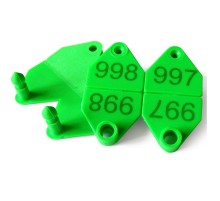 Бирка ушная  номерная 66*34 мм двойная зеленая №100 3075