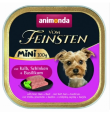 Корм для собак мини Vom Feinsten Adult  Mini   с телятиной,шинкой и базиликом 100 г Animonda