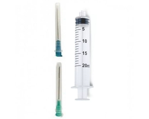 Шприц одноразовый 20 мл Angelmed 3-х компонентный 2 иглы 21G  0,8* 40 мм и 23G 0,6*30 мм "50 Luer Slip Jiangsu