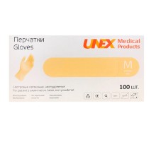 Перчатки латекс смотровые нестерильные припудренные размер М 7-8 50 пар Unex