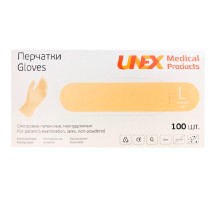 Перчатки смотровые латексные  не стерильные  припудренные размер L 50 пар Unex