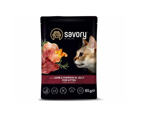 Корм для котят Adult Cat Pouch ягненок тыква 85 г Savory