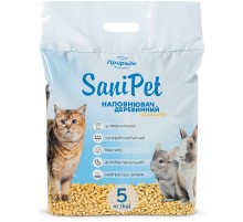 Наполнитель универсальный для котов грызунов и птиц Sani Pet древесный впитывающий 5 кг Природа