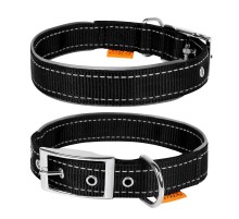 Ошейник для собак Dog Extreme двойной с светоотражающей вставкой Ш 25 мм Д 38-48 см нейлон черный Collar