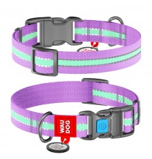 Ошейник для собак Waudog Nylon c QR паспортом светоотражающий Ш 25 мм Д 33-49 см фиолетовый Collar