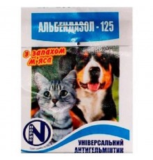 Таблетки для собак і котів Альбендазол-125 антигельмітик широкого спектра дії 1 таблетка на 5 кг ваги Норис термін 09.2026