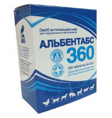 Таблетки Альбентабс 360 36% антигельминтик широкого спектра действия для животных №100 O.L.KAR