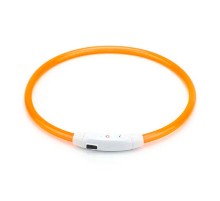 Ошейник для собак светодиодный светящийся с USB-зарядкой 35 см оранжевый Фауна