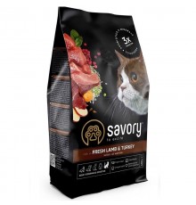 Корм SAVORY сухий для котів з чутливим травленням зі свіжим ягням та індичкою 400 г