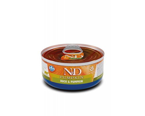 Вологий корм для котов Фармна Farmia N&D Grain Free PUMPKIN DUCK ADULT з гарбузом, качкою 70 г 