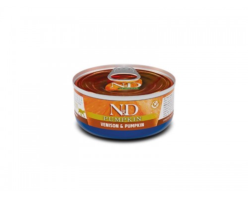 Вологий корм для котов Фармна Farmia N&D Grain Free PUMPKIN VENISON ADULT з гарбузом, олениною 70 г 