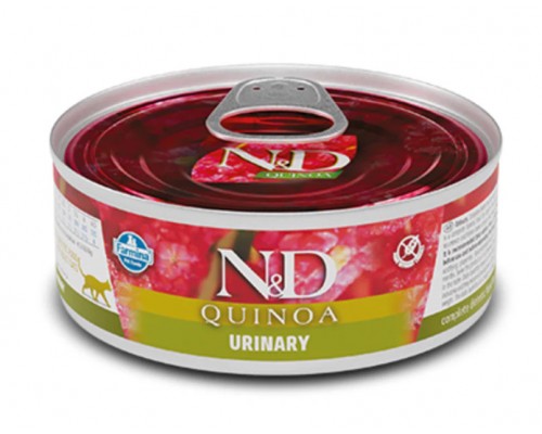 Вологий корм для котов Фармна Farmia N&D QUINOA URINARY, DUCK & CRANBERRY ADULT для проф. сечокам'яної хвороби, качка, кіноа, журавлина та ромашка, 80 г 