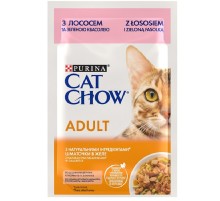 Корм для котов Cat Chow Adult с лососем и зеленой фасолью в желе 85 г Purina