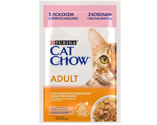 Корм для котов Cat Chow Adult с лососем и зеленой фасолью в желе 85 г Purina