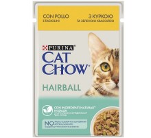 Корм для котов Hairball с курицей и зеленой фасолью в желе 85 г Purina