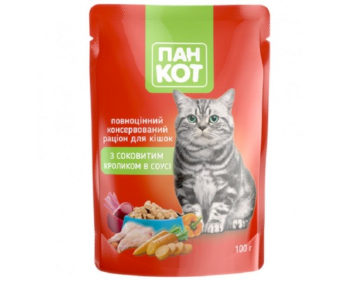 Корм для котів Пан Кіт кролик у соусі 100 г