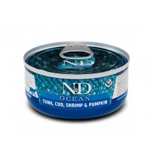 Влажный корм для котов Фармина Farmia N&D Grain Free OCEAN TUNA, COD, SHRIMP & PUMPKIN тунец креветка тыква 70 г