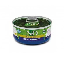Вологий корм для котов Фармна Farmia N&D Grain Free PRIME LAMB ADULT з ягням, чорницею 70 г 