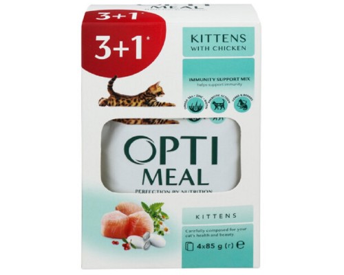 Корм для кошенят ОПТИМИЛ OPTIMEAL курка пауч Набор (3+1) 340 г