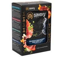 Корм д/кот Сейвори 3+1 SAVORY пауч лосось із горошком у соусі 4*85 г Savory 
