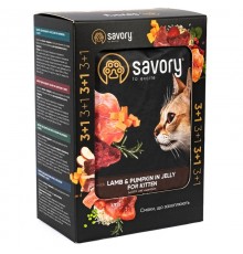 Корм для кошенят Сейвори 3+1 SAVORY пауч баранина з тиквою в желе 4*85 г Savory 