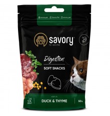 Лакомство мягкое для кошек Digestion Soft Snack Duck & Thyme для улучшения пищеварения с уткой и тимьяном 50 г Savory