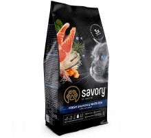 Сухой корм для взрослых котов Gourmand Fresh Salmon & White Fish  со свежим лососем и белой рыбой 400 г Savory