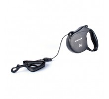 Рулетка Collar control 12 кг 5 м светоотражающая стрічка трос чорний 81101