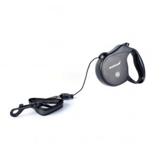 Рулетка Collar control 12 кг 5 м светоотражающая стрічка трос чорний 81101
