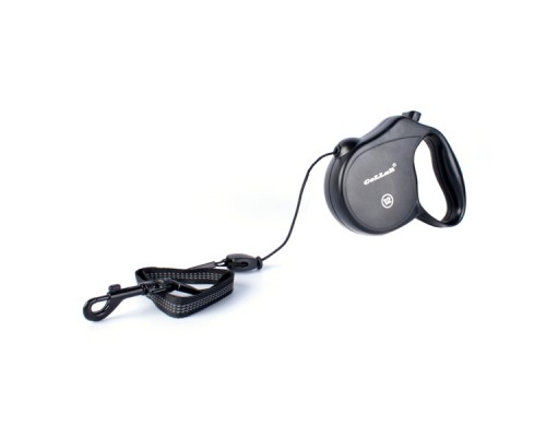 Рулетка Collar control 12 кг 5 м светоотражающая стрічка трос чорний 81101