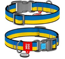 Нашийник для собак нейлоновий WAUDOG Nylon з QR паспортом, малюнок "Colors of freedom", пластиковий фастекс, L, Ш 25 мм, Дов 33-49 см/4503-4020															