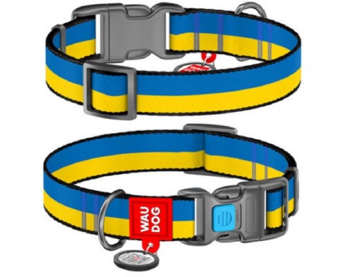 Ошейник для собак Waudog nylon Colors of freedom нейлоновый c QR-паспортом Ш 25 мм Д 33-49 см Collar