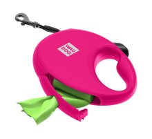 Поводок-рулетка для собак до 12 кг Waudog R-leash с контейнером для пакетов и светоотражающей лентой 3 м розовый Collar